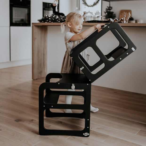 Montessori Houten Learning Tower 2in1 - Zwart