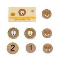 Houten kassa met accessoires