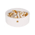 MeowBaby Ballenbak Boucle Wit met goud, beige, wit en transparante ballen gevuld
