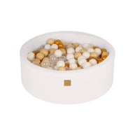 MeowBaby Ballenbak Boucle Wit met goud, beige, wit en transparante ballen gevuld