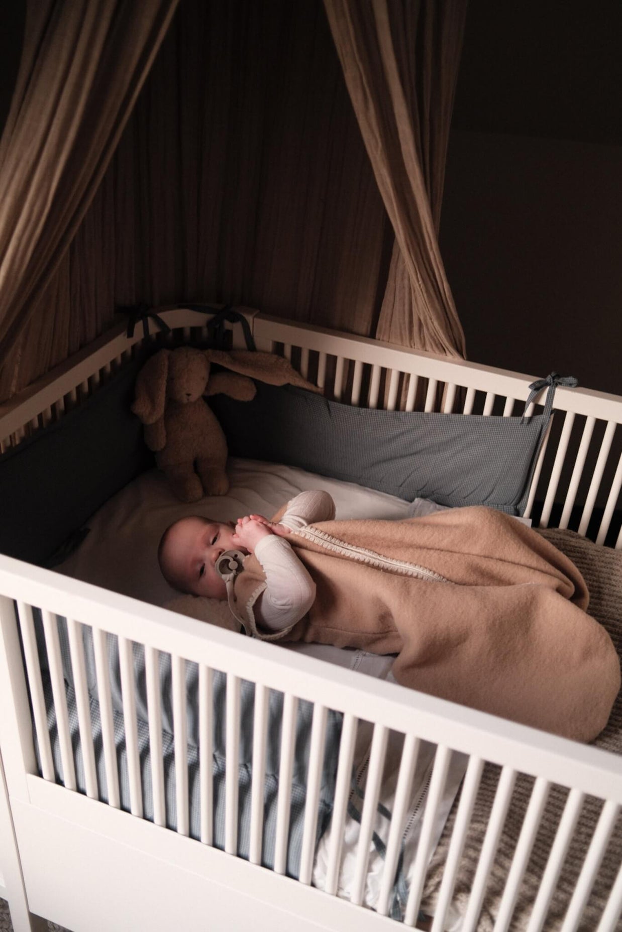 Geborduurde Merino wollen slaapzak newborn