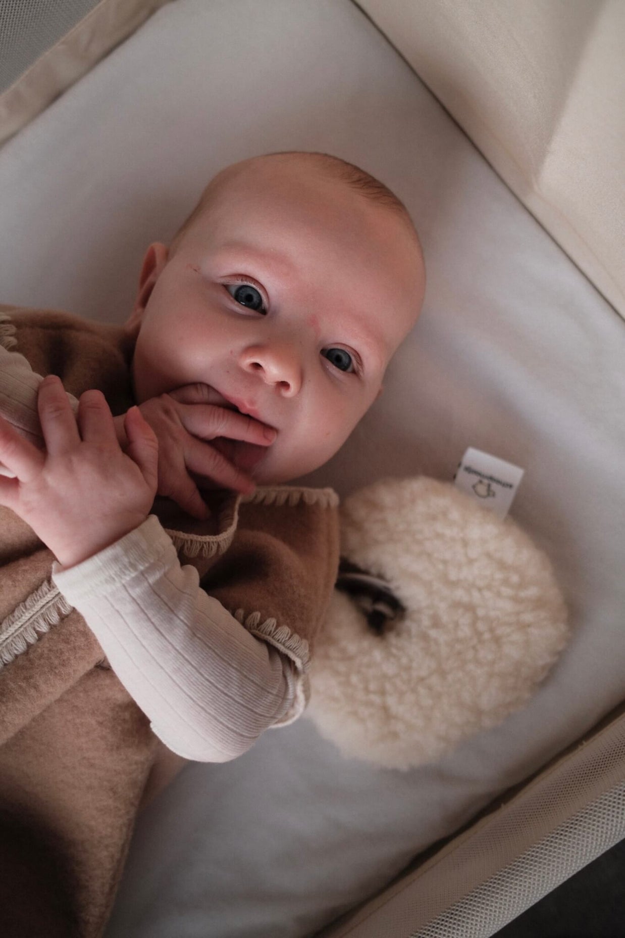Geborduurde Merino wollen slaapzak newborn