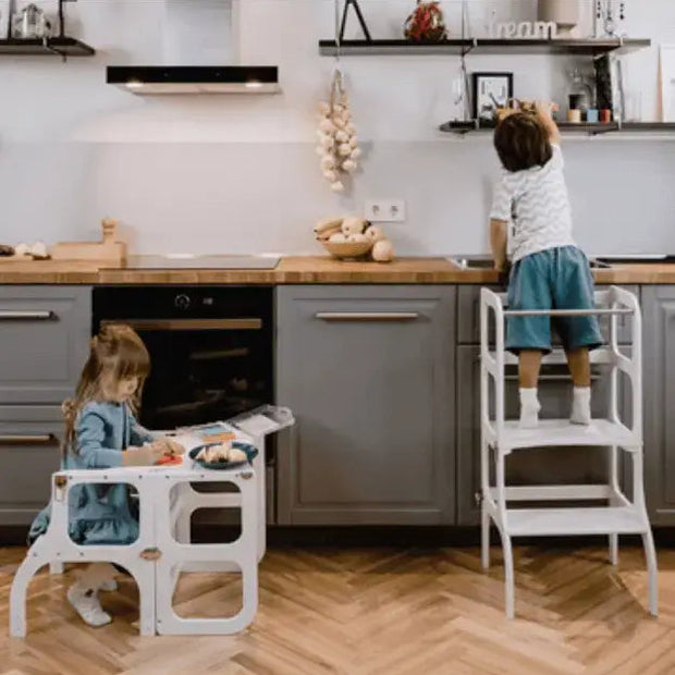 Houten Learning Tower 2in1 - Grijs