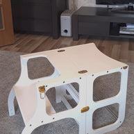 Houten Learning Tower 2in1 wit kindvriendelijke houten opstapstoel en tafel in één