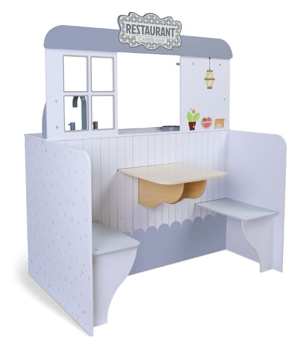 Gerardo’s Toys Houten 2in1 Diner speelgoedrestaurant met tafel en zitplaatsen voor kinderen