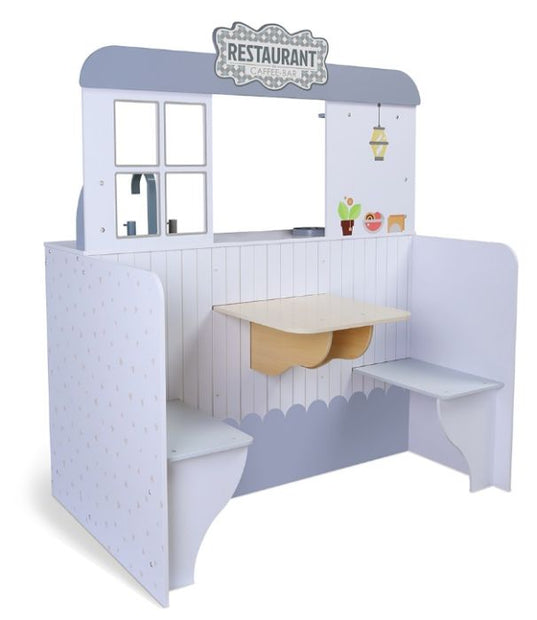 Gerardo’s Toys Houten 2in1 Diner speelgoedrestaurant met tafel en zitplaatsen voor kinderen