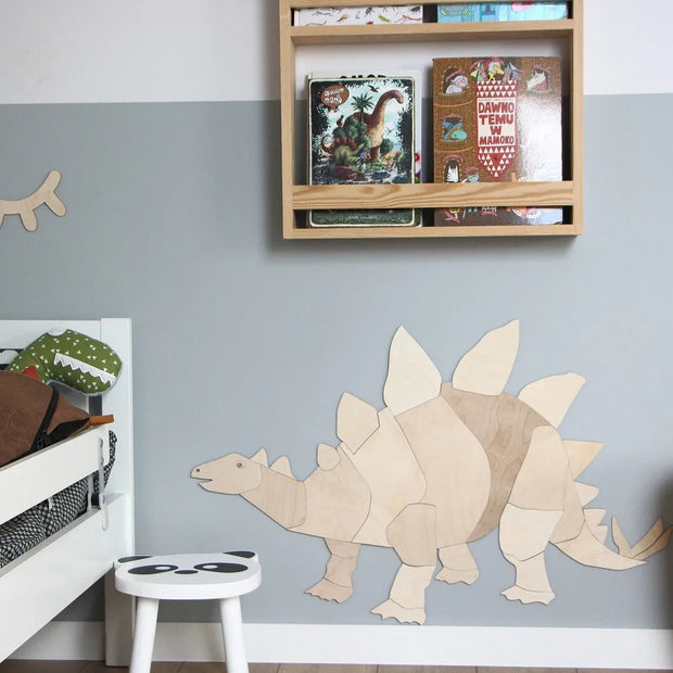 Cut It Now Houten Wanddecoratie Dinosaur Stegosaurus puzzel van houten elementen aan de muur