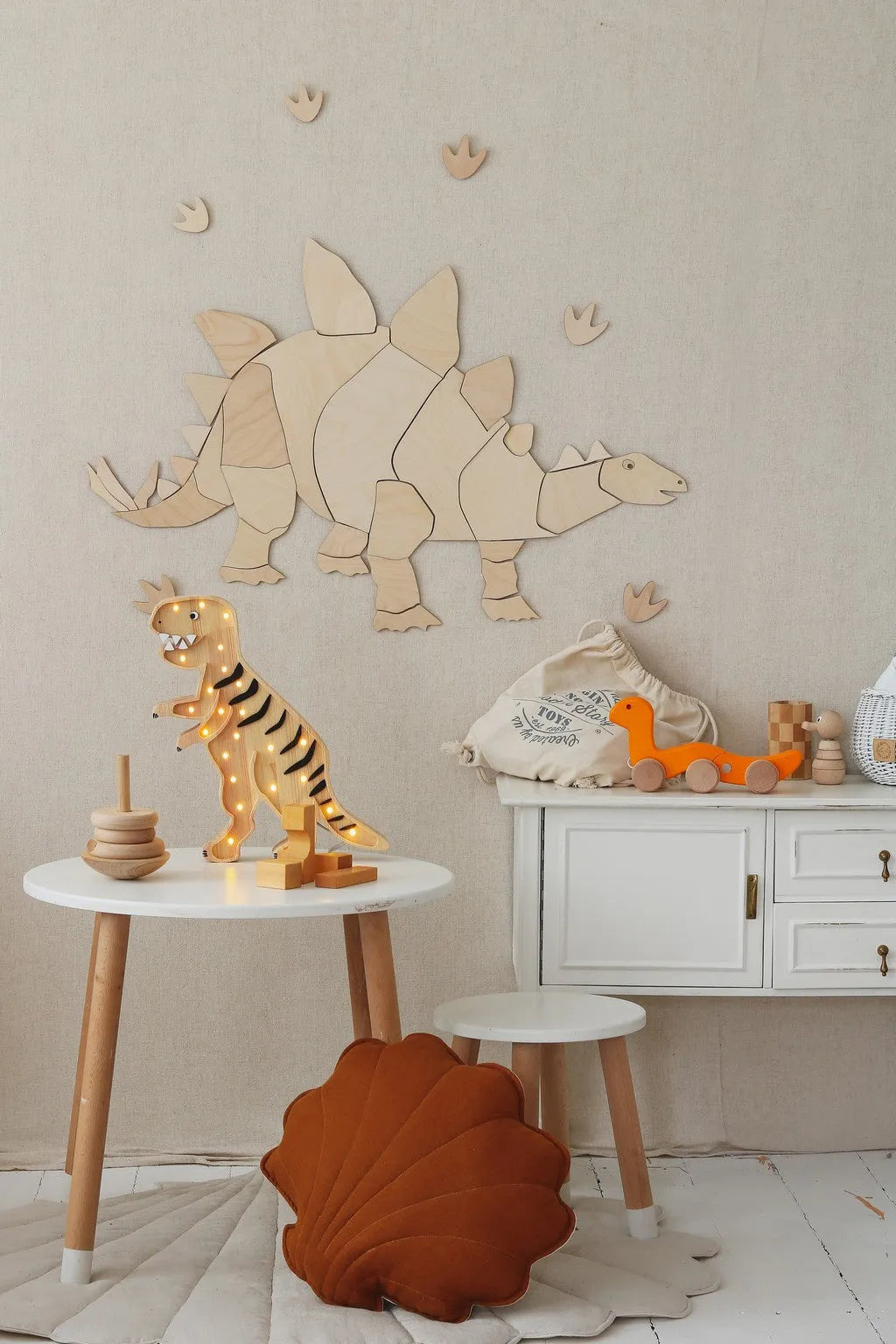 Cut It Now Houten Wanddecoratie Dinosaur Stegosaurus aan de muur in kinderkamer