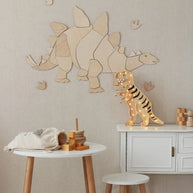 Cut It Now Houten Wanddecoratie Dinosaur Stegosaurus van lichte houten puzzelstukken