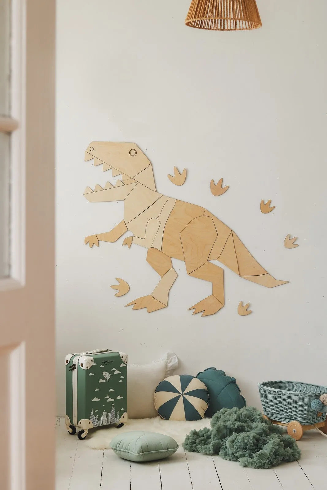 Cut It Now houten wanddecoratie Dinosaur T-Rex van duurzaam multiplex in kinderkamer
