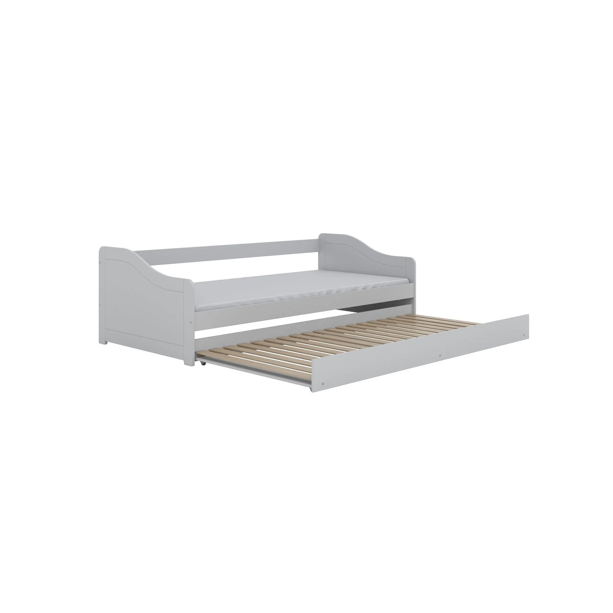 Wit uitklapbed met lattenbodem.