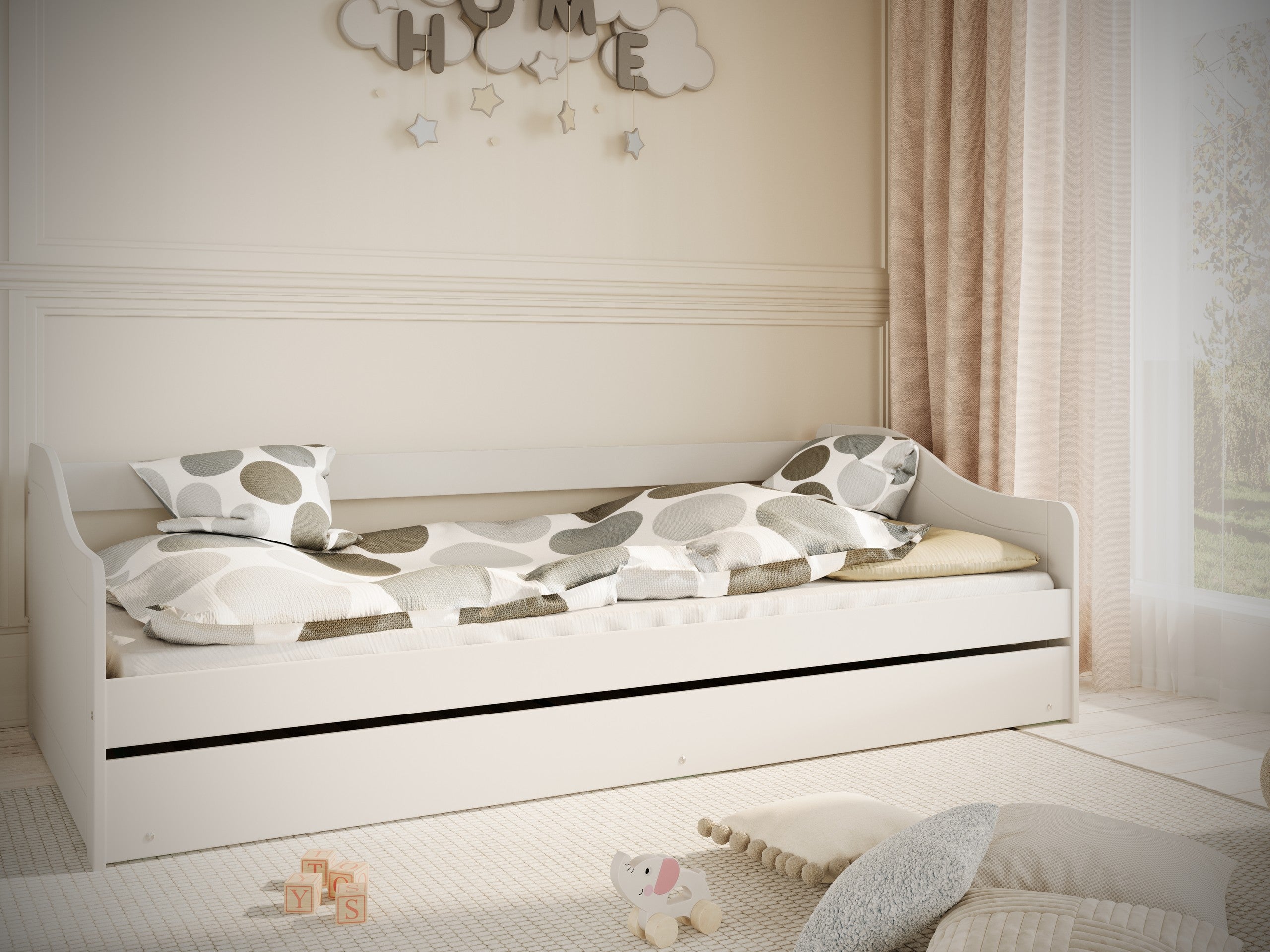 Kocot Kids Junior Bed Blanka wit bed met slimme opbergruimte en strak design