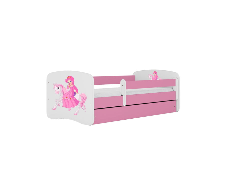 Kocot Kids Junior Bed Prinses roze kinderbed met lade en zijbeveiliging veilig design