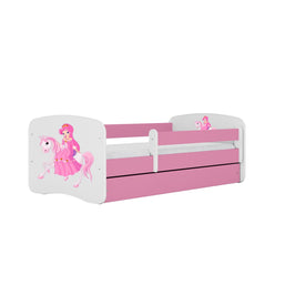 Kocot Kids Junior Bed Prinses roze kinderbed met lade en zijbeveiliging veilig design