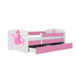Kocot Kids Junior Bed Prinses roze kinderbed met lade en veiligheidsbeugels