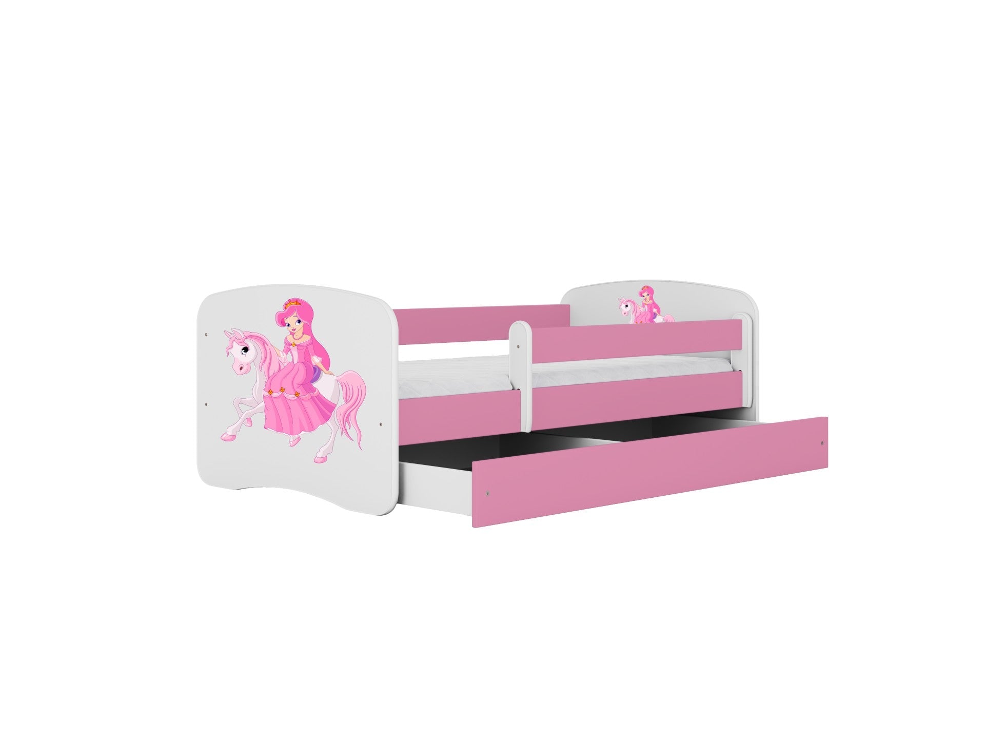 Kocot Kids Junior Bed Prinses roze kinderbed met lade en veiligheidsbeugels