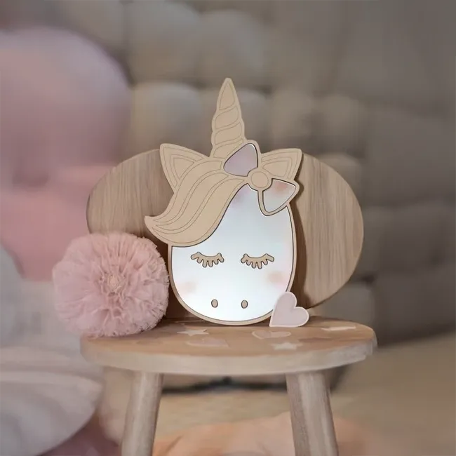 Cut It Now Magische Spiegel Kinderkamer Eenhoorn van natuurlijk multiplex en kindveilig acryl