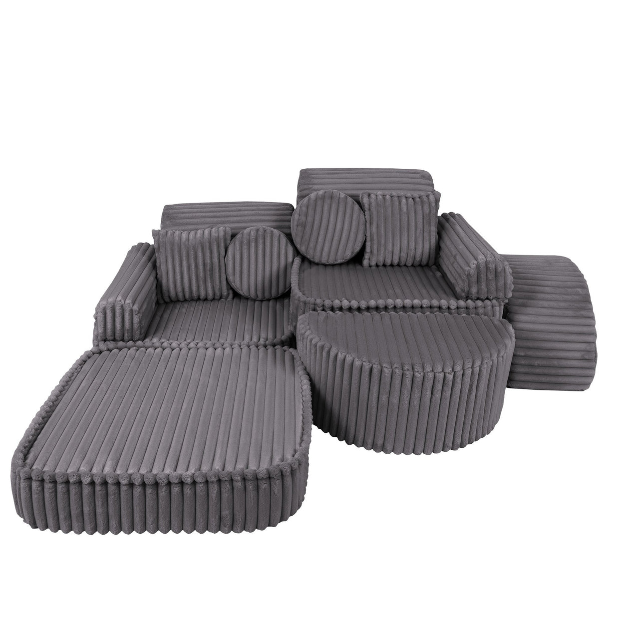 Medium Modular Sofa for Kids - Churros Jurassic Grey Plus