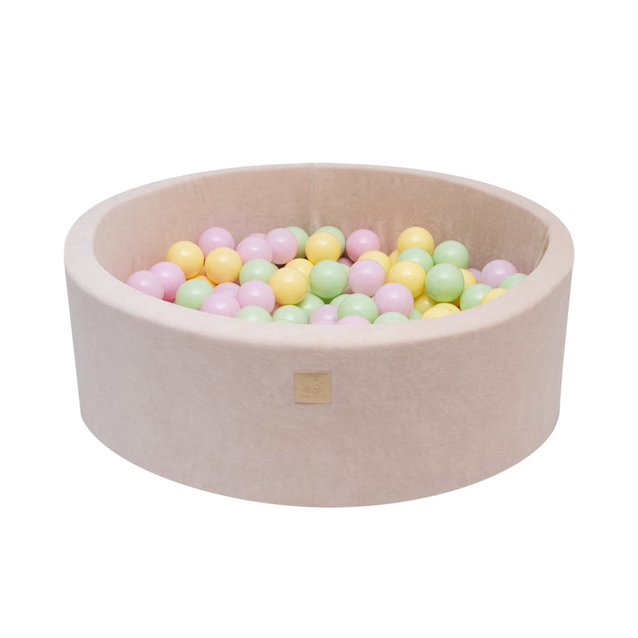 MeowBaby Ballenbak Ecru - Spring met zachte bekleding en 200 kleurrijke ballen