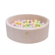 MeowBaby Ballenbak Ecru - Spring met zachte bekleding en 200 kleurrijke ballen