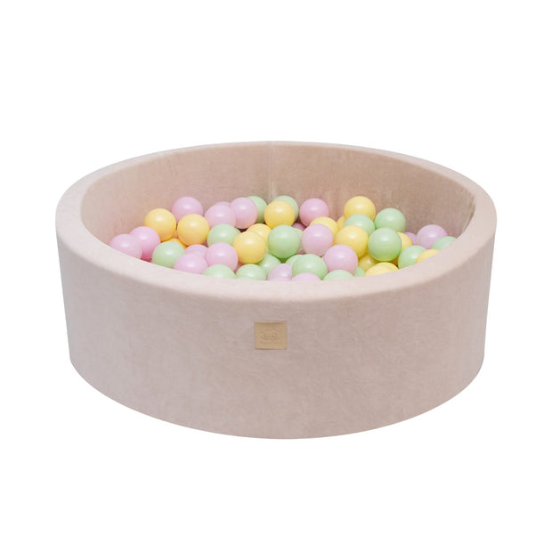MeowBaby Ballenbak Ecru - Spring met zachte bekleding en 200 kleurrijke ballen