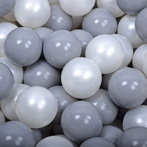 MeowBaby Ballen voor Ballenbak 200 stuks grijs en wit parelmoer plastic ballen