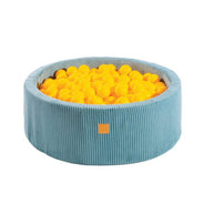 MeowBaby Ballenbak Blauw Rib met gele ballen, zacht en veilig voor kinderen