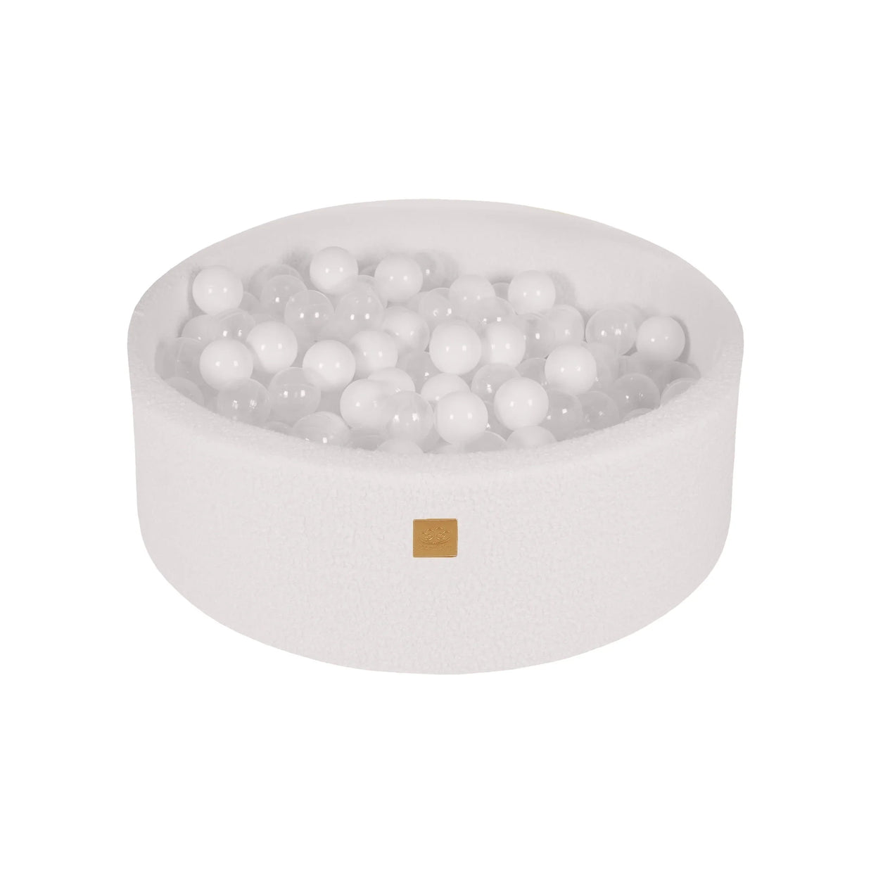 MeowBaby Ballenbak Boucle Wit met witte en transparante ballen, inclusief 200 ballen voor veilig spel