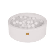 MeowBaby Ballenbak Boucle Wit met witte en transparante ballen, inclusief 200 ballen voor veilig spel