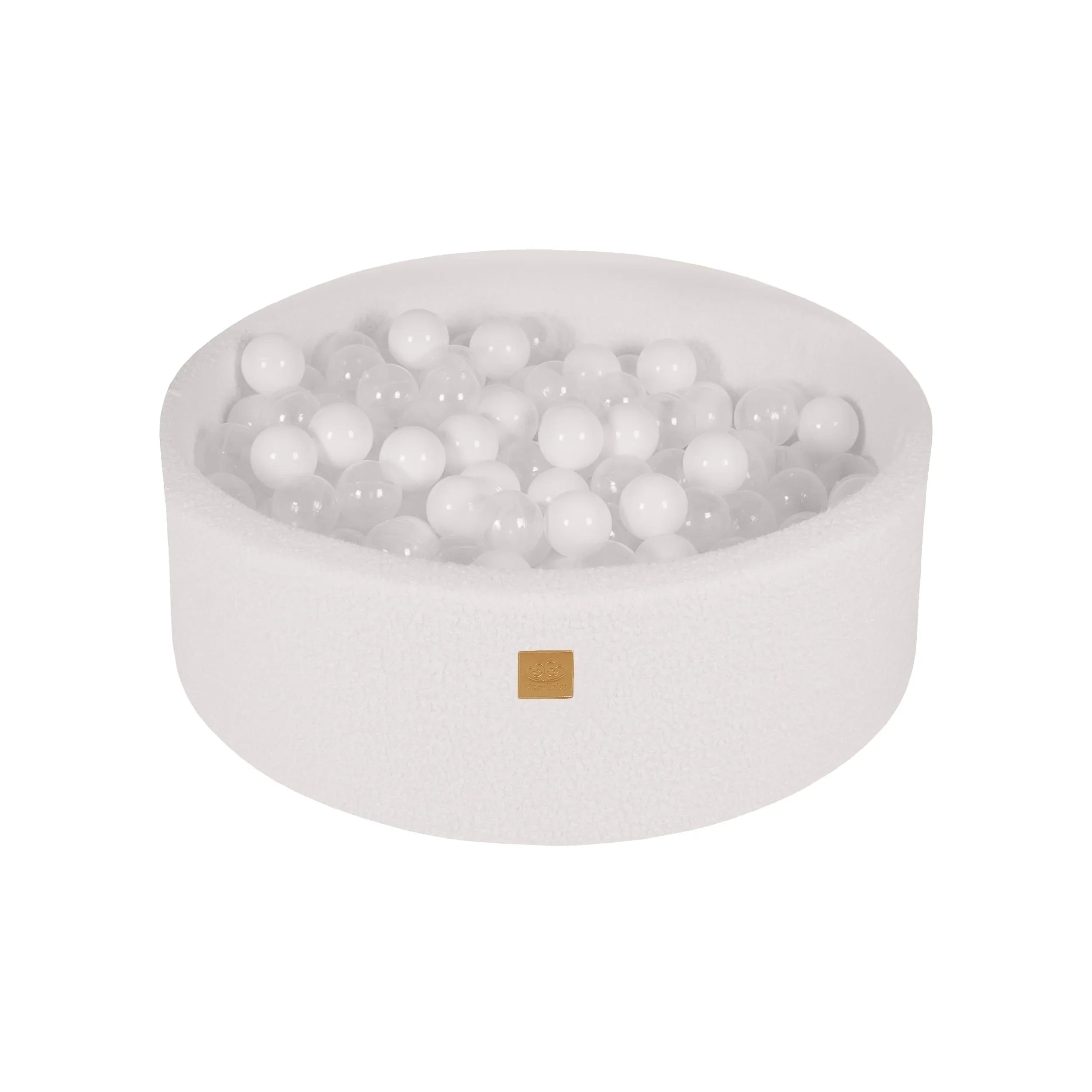 MeowBaby Ballenbak Boucle Wit met witte en transparante ballen, inclusief 200 ballen voor veilig spel