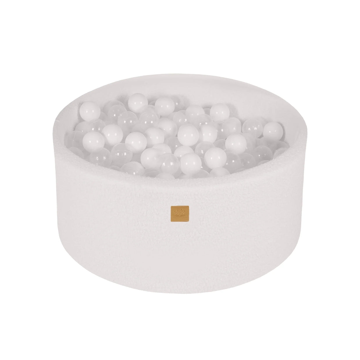 MeowBaby Ballenbak Boucle Wit met transparante ballen, inclusief 300 ballen, zacht en veilig