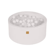 MeowBaby Ballenbak Boucle Wit met transparante ballen, inclusief 300 ballen, zacht en veilig