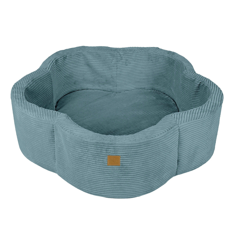 MeowBaby Ballenbak Rib Bloem blauw, veilige zachte speelruimte voor kinderen binnen en buiten