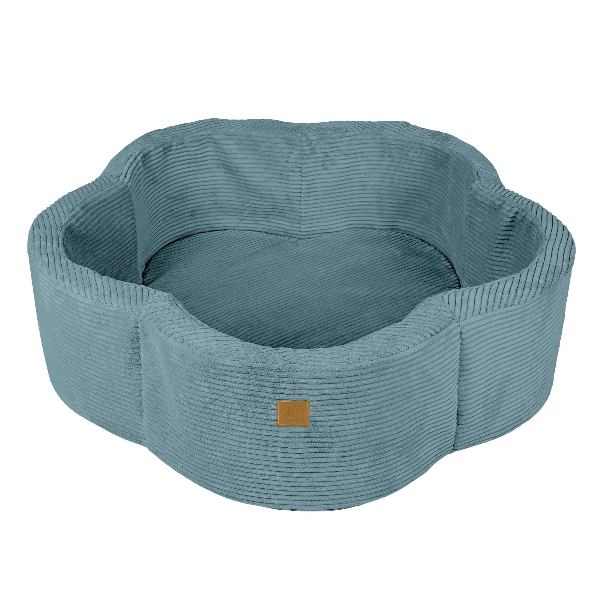 MeowBaby Ballenbak Rib Bloem blauw, veilige zachte speelruimte voor kinderen binnen en buiten