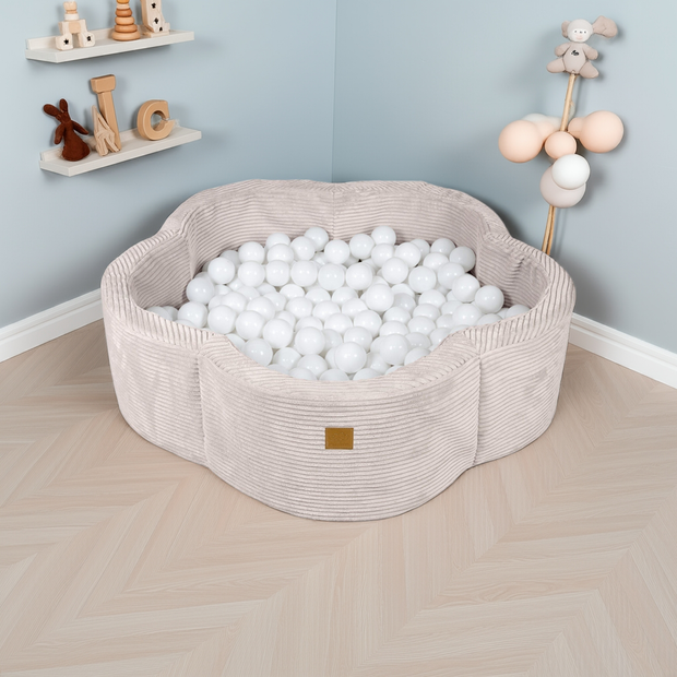 Ballenbak Rib Bloem - Ecru