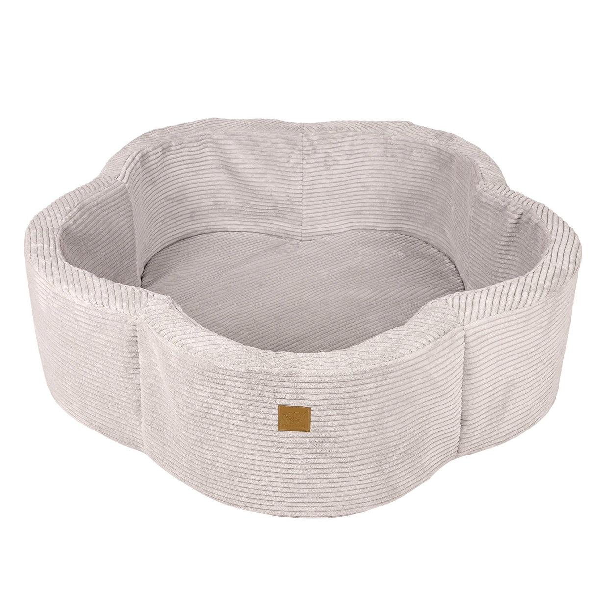 MeowBaby Ballenbak Rib Bloem in ecru, zacht en veilig speelplek voor kinderen