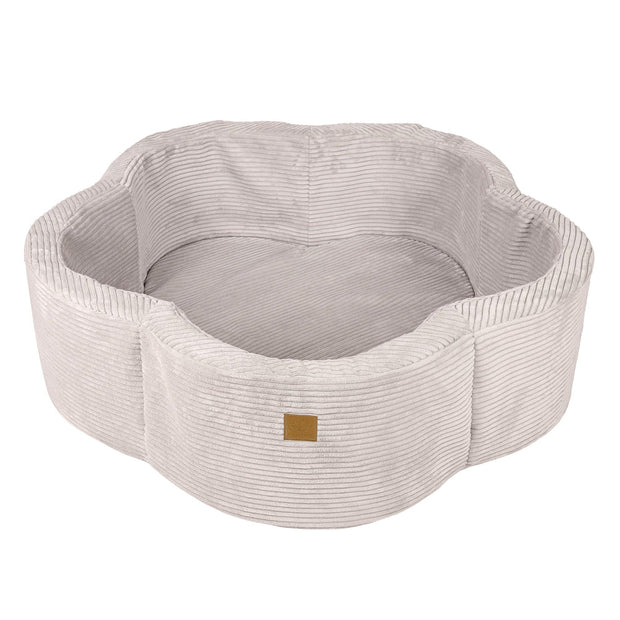 MeowBaby Ballenbak Rib Bloem in ecru, zacht en veilig speelplek voor kinderen