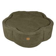 Ballenbak Rib Bloem - Khaki gemaakt van zachte ribstof in bloemvorm voor kinderen