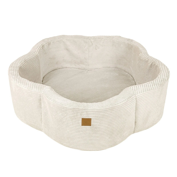 MeowBaby Ballenbak Rib Bloem vanille kleur, zacht en veilig speelplezier voor kinderen