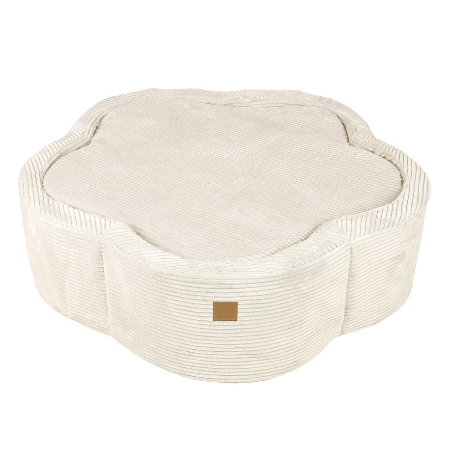 Ballenbak Rib Bloem - Vanille in bloemvorm met ribstof en zachte uitstraling