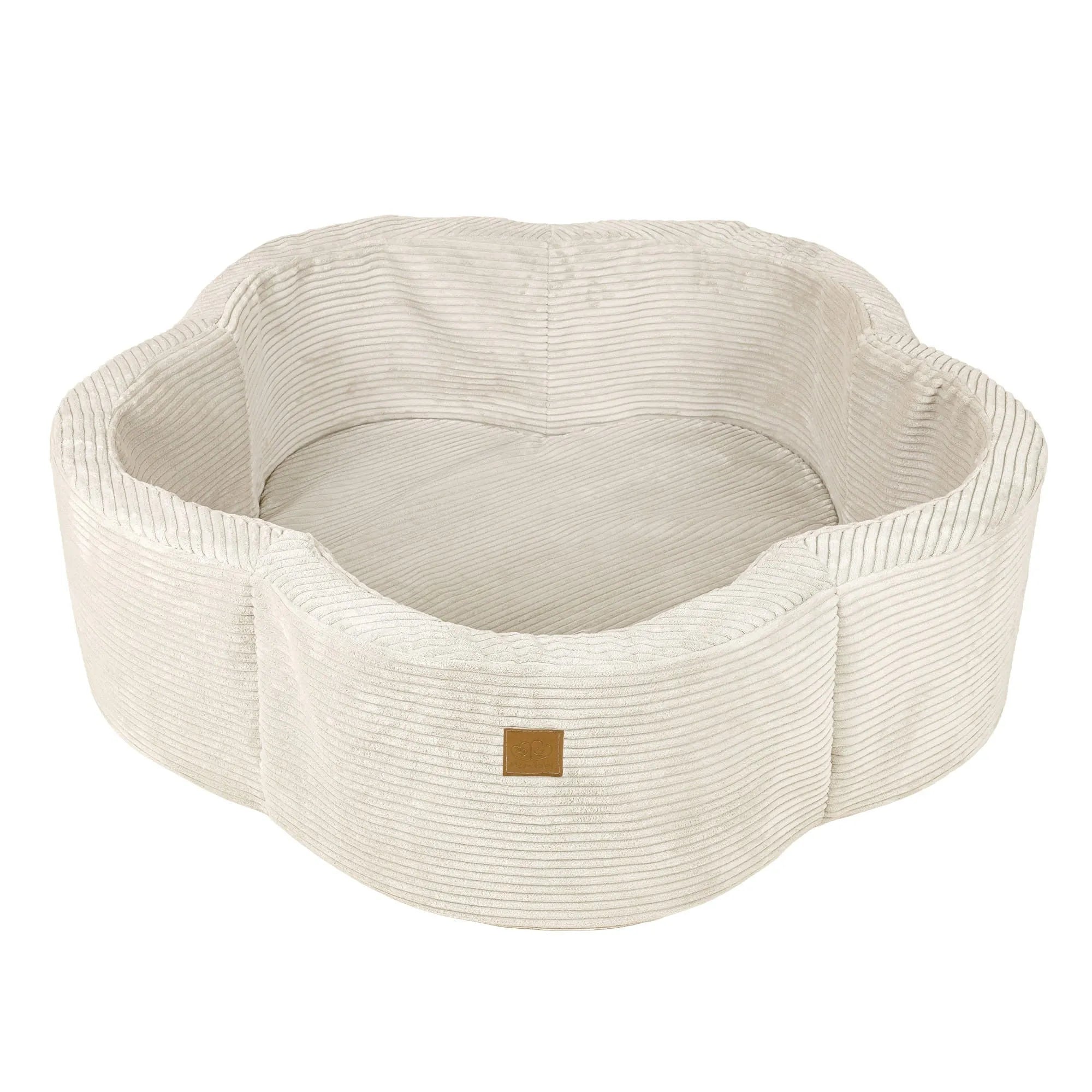 MeowBaby Ballenbak Rib Bloem vanille kleur, zacht en veilig speelplezier voor kinderen