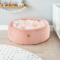 MeowBaby Ballenbak Roze Rib Parelmoer gevuld met 200 zachte ballen voor kinderplezier