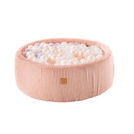 MeowBaby Ballenbak Roze Rib Parelmoer met 200 zachte ballen voor kleintjes