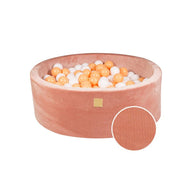 MeowBaby Ballenbak Roze Rib met wit en oranje ballen, zacht en veilig speelplezier