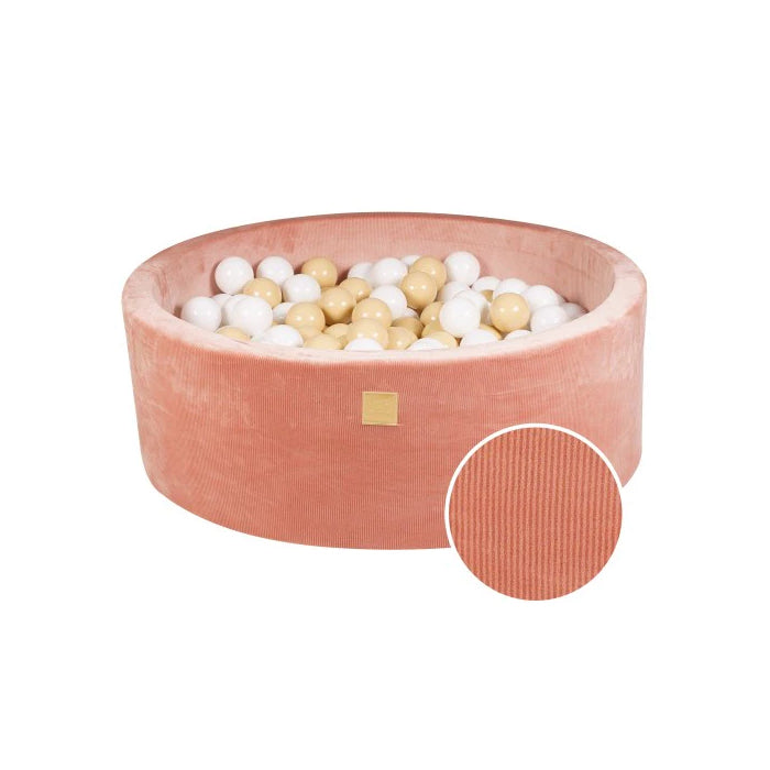 MeowBaby Ballenbak Roze Rib - Wit & Zand met 200 zachte ballen voor kinderen