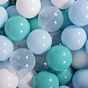 MeowBaby Ballen voor Ballenbak 200 stuks blauw turquoise transparant wit kunststof ballen