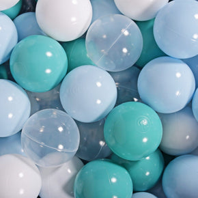 MeowBaby Ballen voor Ballenbak 200 stuks blauw turquoise transparant wit kunststof ballen