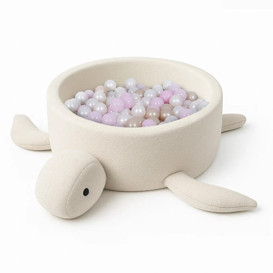 Foam Baby Ball Pit Without Balls - Turtle Cheesecake Cream Beige Boucle