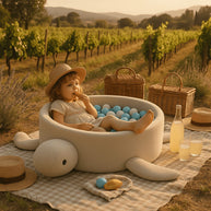 Foam Baby Ball Pit Without Balls - Turtle Cheesecake Cream Beige Boucle