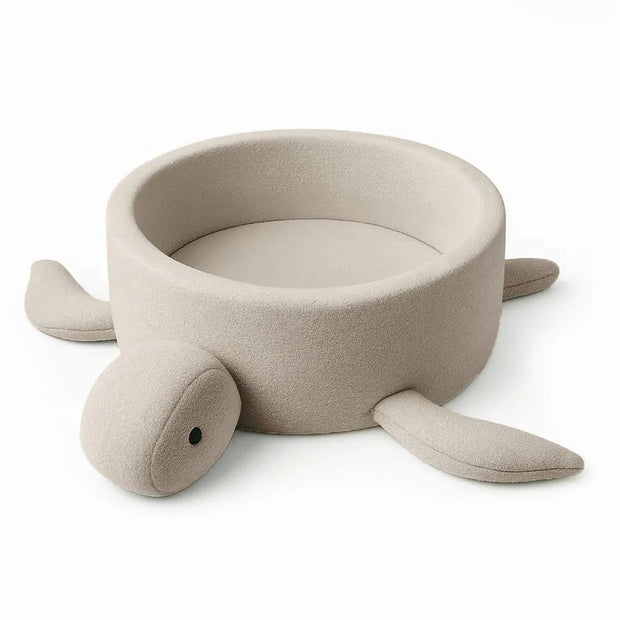 MeowBaby Ballenbak Schildpad Bouclé in zachte oat biscuit beige kleur voor kinderen